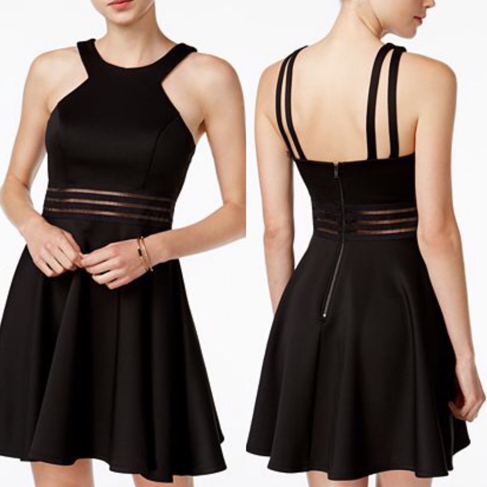 City Studio Black Illusion Waist Mini Dress